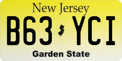 NJ license plate B63YCI