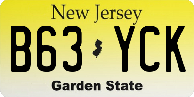 NJ license plate B63YCK