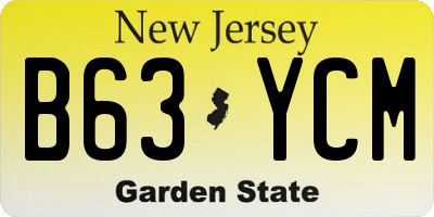 NJ license plate B63YCM