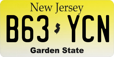 NJ license plate B63YCN