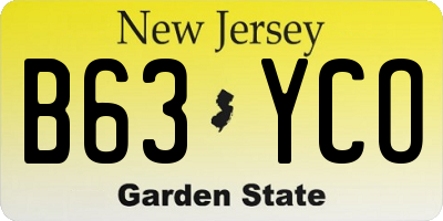 NJ license plate B63YCO