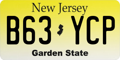 NJ license plate B63YCP