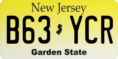 NJ license plate B63YCR