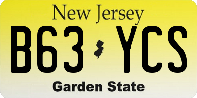 NJ license plate B63YCS