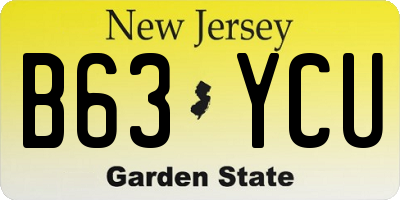 NJ license plate B63YCU