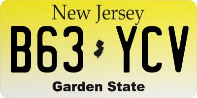 NJ license plate B63YCV