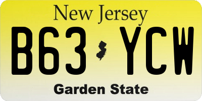 NJ license plate B63YCW