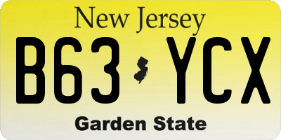 NJ license plate B63YCX