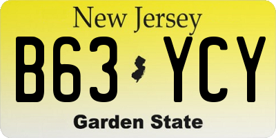 NJ license plate B63YCY