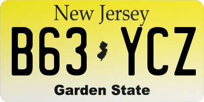 NJ license plate B63YCZ