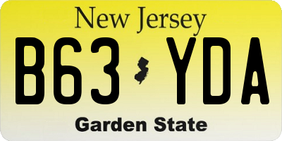 NJ license plate B63YDA