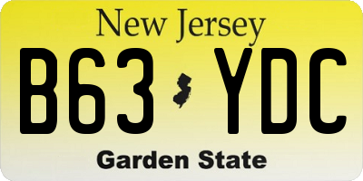NJ license plate B63YDC