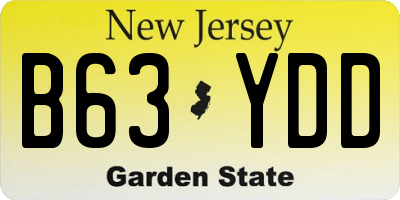NJ license plate B63YDD