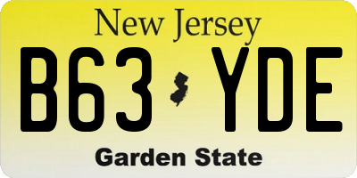 NJ license plate B63YDE
