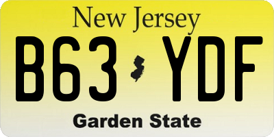 NJ license plate B63YDF