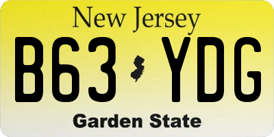 NJ license plate B63YDG