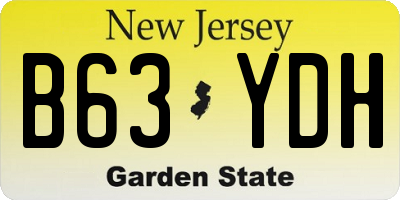 NJ license plate B63YDH