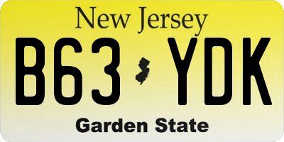 NJ license plate B63YDK