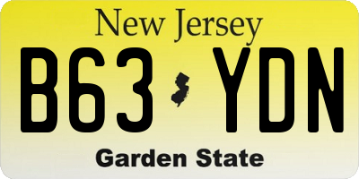 NJ license plate B63YDN