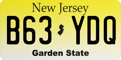 NJ license plate B63YDQ