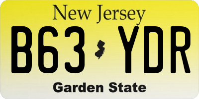 NJ license plate B63YDR
