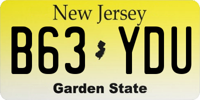 NJ license plate B63YDU