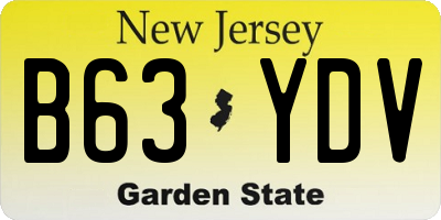 NJ license plate B63YDV