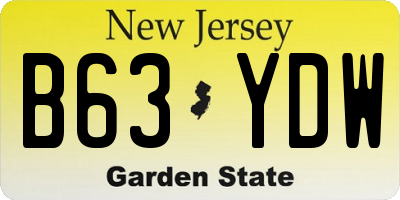 NJ license plate B63YDW