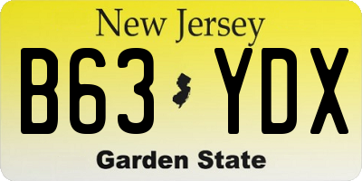 NJ license plate B63YDX