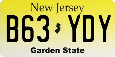 NJ license plate B63YDY