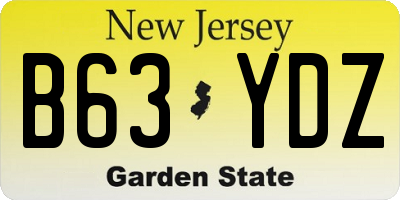 NJ license plate B63YDZ
