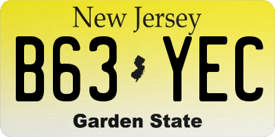 NJ license plate B63YEC