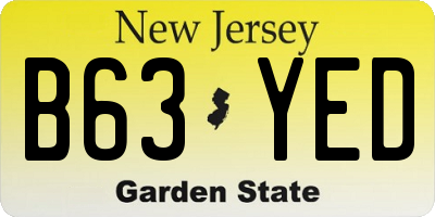 NJ license plate B63YED