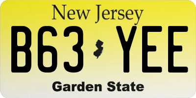 NJ license plate B63YEE