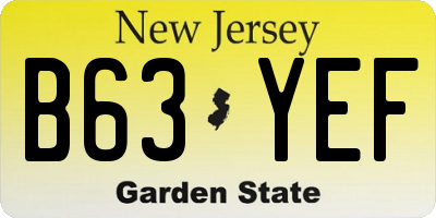 NJ license plate B63YEF