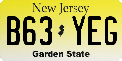 NJ license plate B63YEG