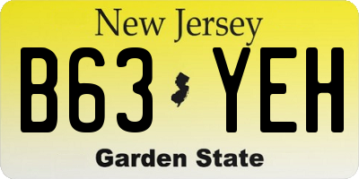 NJ license plate B63YEH