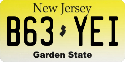NJ license plate B63YEI