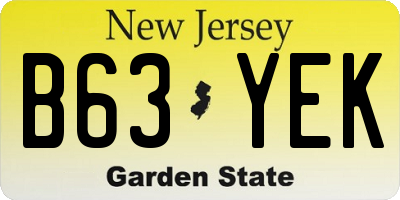 NJ license plate B63YEK