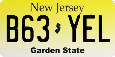 NJ license plate B63YEL
