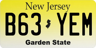 NJ license plate B63YEM
