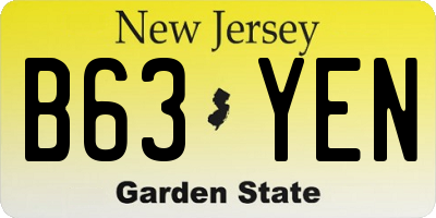 NJ license plate B63YEN