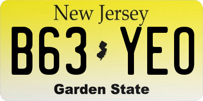 NJ license plate B63YEO
