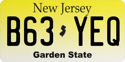 NJ license plate B63YEQ