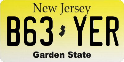 NJ license plate B63YER