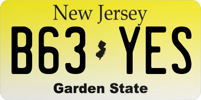NJ license plate B63YES