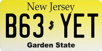 NJ license plate B63YET