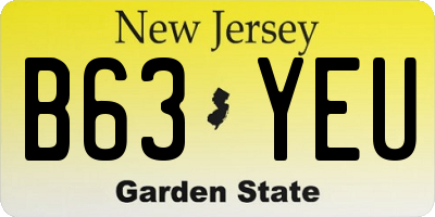 NJ license plate B63YEU