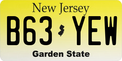 NJ license plate B63YEW