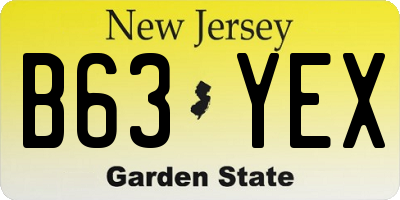 NJ license plate B63YEX